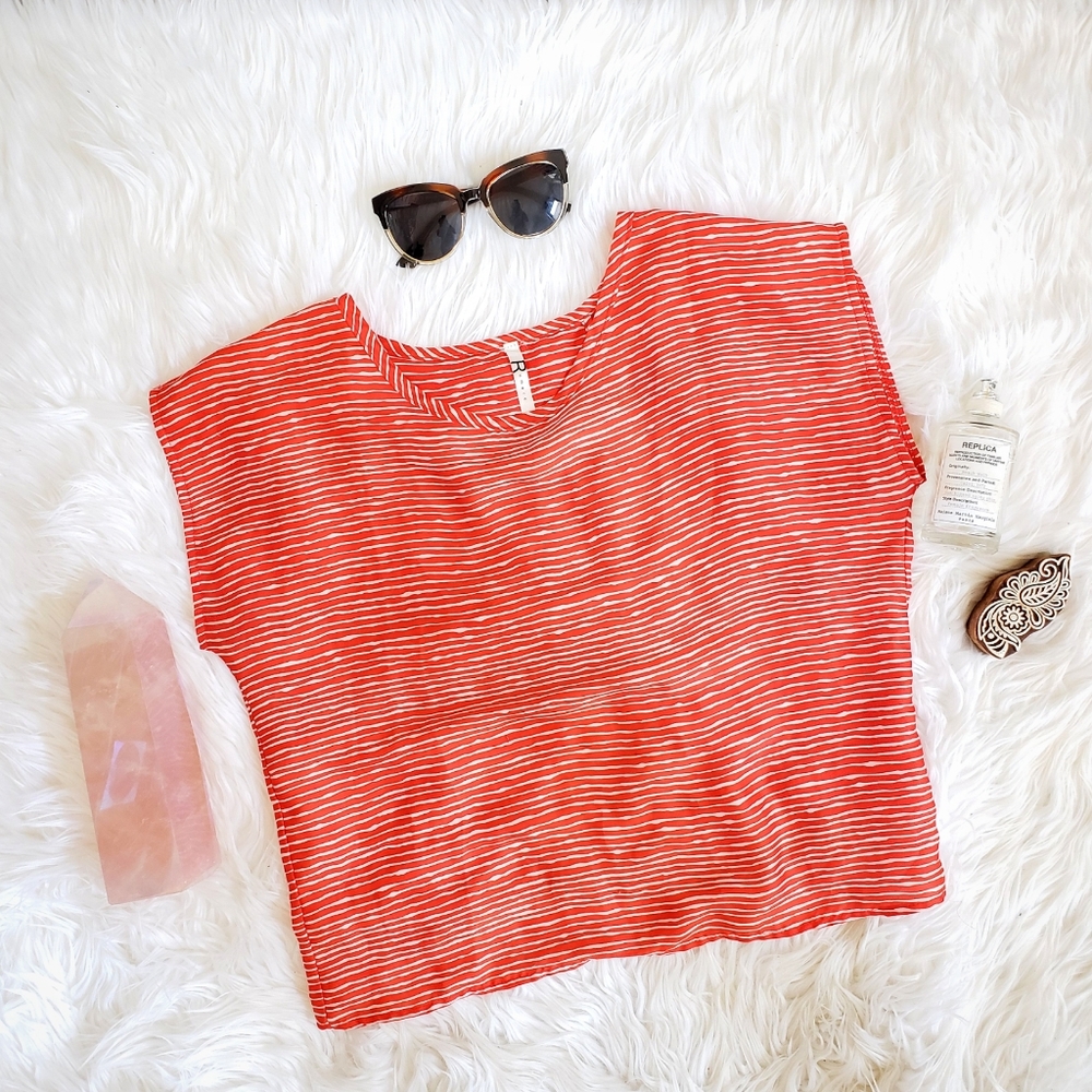 Rumors • Vibrant Coral Open Back Flow Top